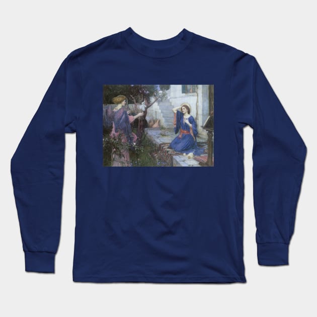 The Annunciation by John William Waterhouse Long Sleeve T-Shirt by MasterpieceCafe